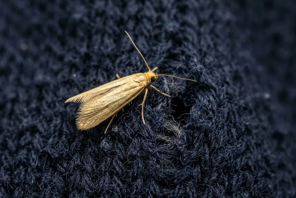 Mite des vêtements (Tineola bisselliella) — photo d'identification